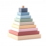 Cubika pastelová farebná pyramída – drevená skladačka 9 dielov