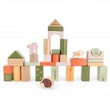 Drevené stavebné kocky POLARB – zvieratká, Montessori, 50 ks