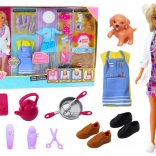 Bábika Anlily 4v1 – lekárka, kaderníčka, kuchárka a opatrovateľka zvierat s oblečkami a doplnkami