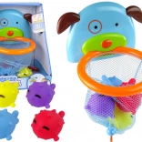 Kúpace hračky mini basketbal so psíkom a gumovými rybkami