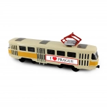 Kovová retro električka PRAGUE T3 16 cm so spätným chodom