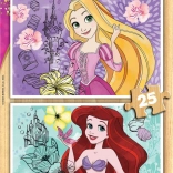 Drevené puzzle EDUCA Disney princezné Locika a ARIEL 2×25 dielikov