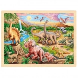 Goki drevené puzzle Dinosauří chodník, 96 dielikov