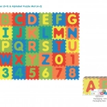 Penová puzzle podložka s písmenami a číslami, 36 dielov z EVA peny