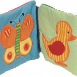 Bavlnená šuštivá knižka s hrkálkou a pískatkom GOKI