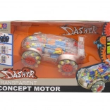 RC auto s dymovým efektom a transparentným dizajnom