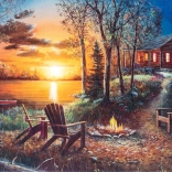 Diamantové maľovanie – dom pri jazere 30 × 40 cm