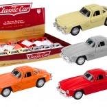 Klasické kovové auto 1:32 s otváracími dverami a zotrvačníkom