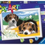 Maľovanie podľa čísel: Šteniatka Jack Russella