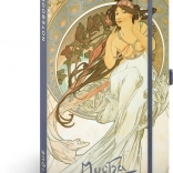 Notes NOTIQUE Alfons Mucha – Hudba, linajkovaný, 13 × 21 cm
