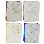 Papierová darčeková taška s lesklými srdiečkami 23 x 18 x 10,5 cm