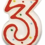 Sviečka na tortu číslo 3, 7,3 cm