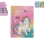Krúžkový zápisník s motívom jednorožca 9,5 × 12 cm