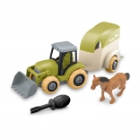 Skrutkovací traktor s prívesom pre kone – stavebnica pre deti 3+