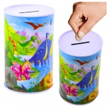 Kovová pokladnička s dinosaurami 13 × 8 cm