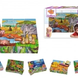 Drevené obrázkové kocky EICHHORN, 12 kociek, 6 motívov