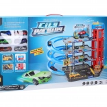 Parkovacia stanica so 6 kovovými autami 55x40x44 cm