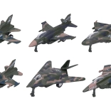 Kovovo-plastová stíhačka 12 cm na spätný chod, mix druhov 6 ks v boxe