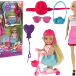 Bábiky Anlily Maminka a Dcérka s Blond Vlasmi a Kolobežkou