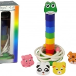 Drevená vzdelávacia pyramída a prstence so zvieratkami