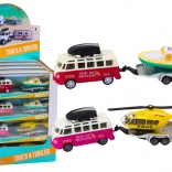 Terénne autíčko s loďou alebo helikoptérou kovové