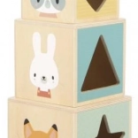 drevená skladacia veža z kociek so zvieratkami JANOD