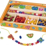 Drevená sada korálikov na navliekanie