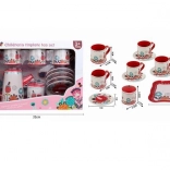 kovová čajová sada s kvetinovým vzorom