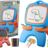 Obojstranná magnetická a kriedová tabuľa modro-červená so šablónami