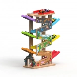 Veľká drevená pretekárska dráha so 6 rampami pre deti