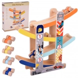 Drevená zábavná autíčková dráha so šmýkačkou