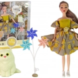 Látková bábika Emily s veterníkmi a mačiatkom