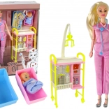 Lekárska bábika s dlhými vlasmi a doplnkami