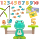 Woopie dinosauří vyvažovacia váha a hra chytania rybičiek – vzdelávacia sada na počítanie