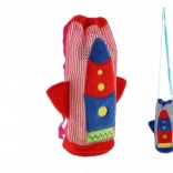 Plyšový obal na detskú fľašu RAKETA, 12 × 22 cm