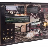 retro vláčik s dymom a zvukmi, sada s koľajnicami a doplnkami