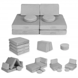 Veľká skladacia modulárna pohovka pre deti DIY, 8 mäkkých vankúšov - sivá ECOTOYS