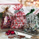 Celofánové vrecko s motívom hviezd 25x40 cm transparentné