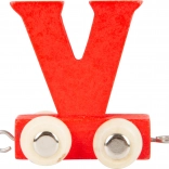 small foot drevený vláčik – písmeno V, farebný vagónik