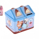 Plechová pokladnička domček so zámkom 12 × 11 cm