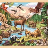 GOKI drevené puzzle Divoká príroda Severnej Ameriky 96 dielikov