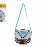 Plastový bubienok s popruhom a paličkami 23 × 10 cm