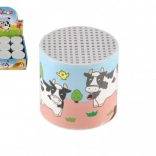 Plechovka s realistickým zvukom kravy