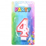 Párty sviečka číslo 4 červená