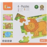 Drevené puzzle džungle – 4 zvieratká pre deti od 24 mesiacov