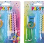 Narodeninová sviečka číslo 5 s doplnkovými sviečkami