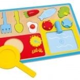 Vkladacia skladačka raňajky drevené puzzle SMALL FOOT