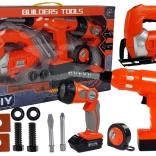 Detská sada náradia s aku vŕtačkou, priamočiarou pílou a baterkou – 12 dielov