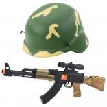 Vojenská sada pre deti s helmou a zvukovou puškou