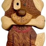 Drevená magnetka psík s kosťou – veľká